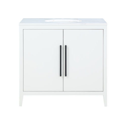 Wade Logan® Alsup 36'' Freestanding Single Bathroom Vanity with Quartz Vanity Top & Reviews